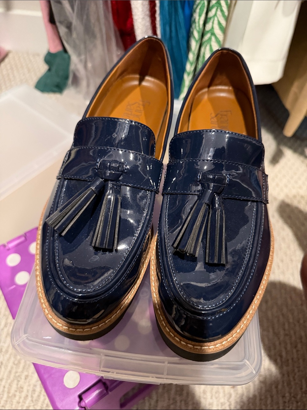 BRAND NEW franco sarto Tassel Loafers in Navy Patent